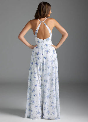 A-line V-Neck Floor-Length Chiffon Bridesmaid Dress