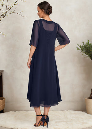 Empire Square Knee-Length Chiffon Mother of the Bride Dress