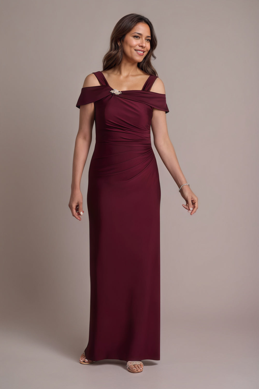 Trumpet/Mermaid Cold Shoulder Square Satin Mother of the Bride Dress