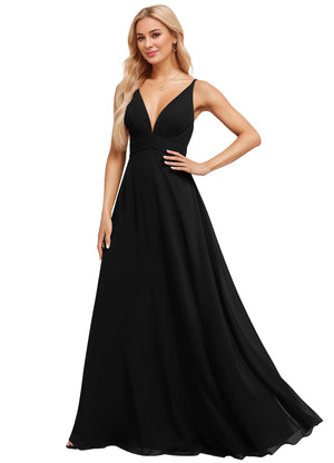 A-line V-Neck Floor-Length Chiffon Bridesmaid Dress