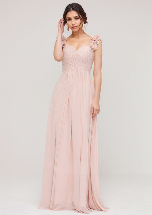 Princess Sweetheart Sleeveless Long Chiffon Bridesmaid Dress