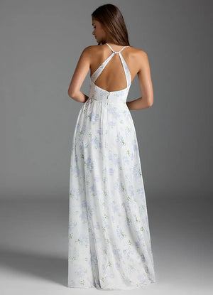 A-line V-Neck Floor-Length Chiffon Bridesmaid Dress