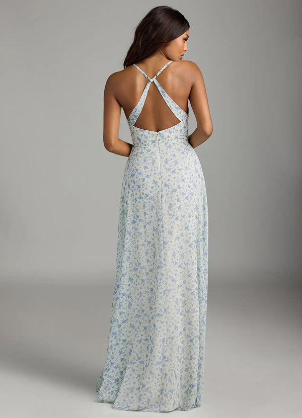 A-line V-Neck Floor-Length Chiffon Bridesmaid Dress