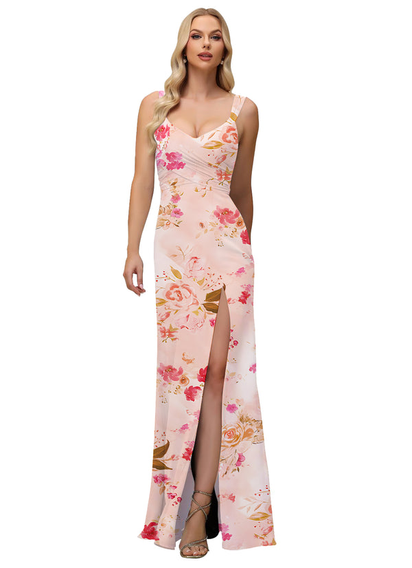 A-line Cowl Floor-Length Chiffon Bridesmaid Dress