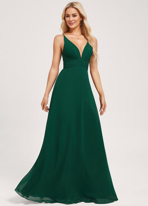 A-line V-Neck Floor-Length Chiffon Bridesmaid Dress