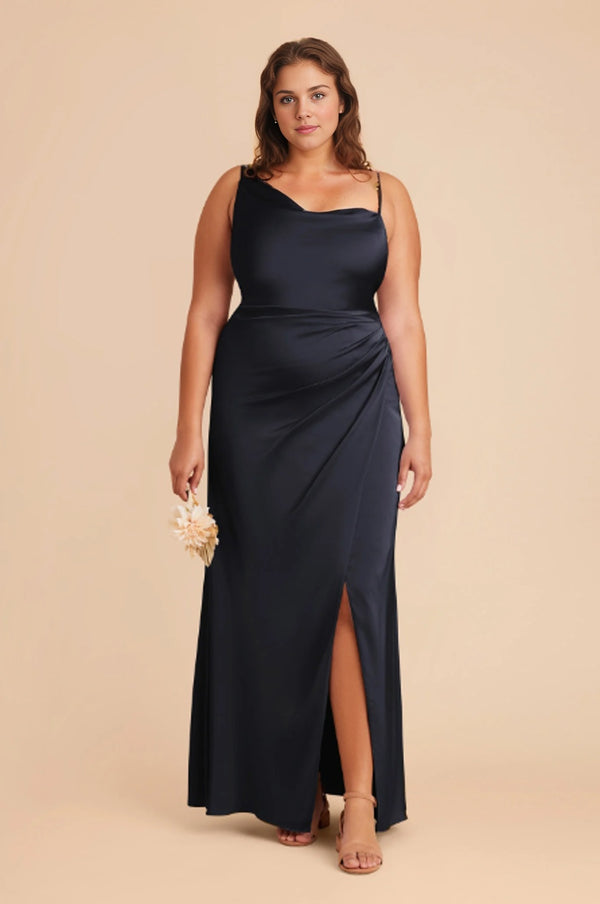 Mermaid One Shoulder Floor-Length Satin Bridesmaid Dress