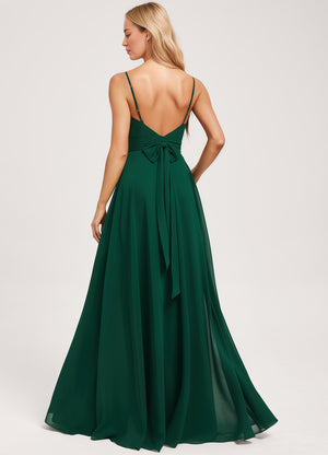 A-line V-Neck Floor-Length Chiffon Bridesmaid Dress