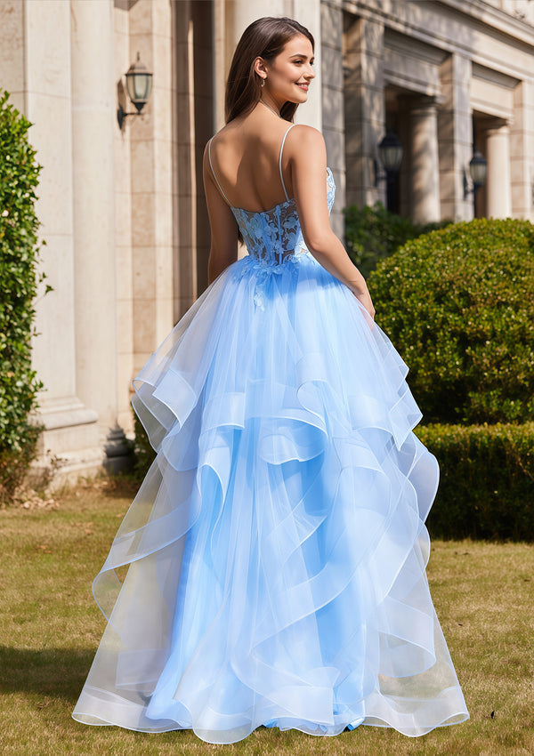 Ball-Gown/Princess Square Floor-Length Tulle Prom Dresses