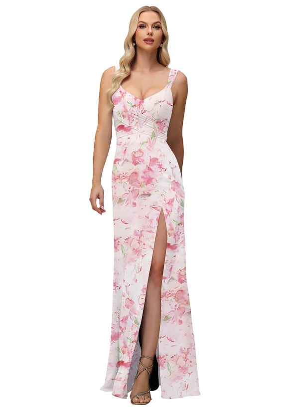 A-line Cowl Floor-Length Chiffon Bridesmaid Dress