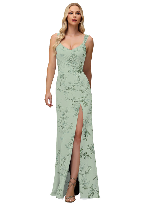A-line Cowl Floor-Length Chiffon Bridesmaid Dress