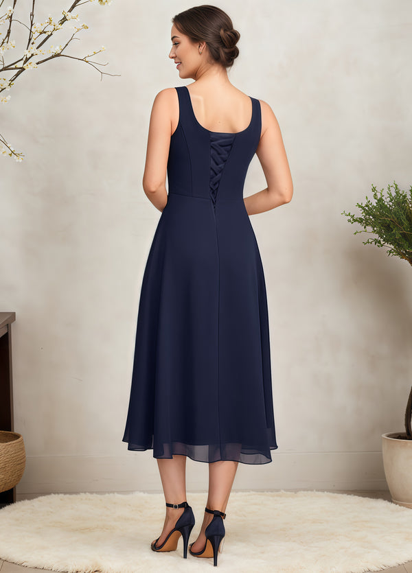Empire Square Knee-Length Chiffon Mother of the Bride Dress