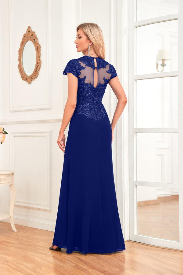 A-line V-Neck Floor-Length Chiffon Lace Mother of the Bride Dress With Sequins Beading