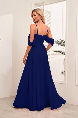 A-line Cold Shoulder Floor-Length Chiffon Bridesmaid Dress