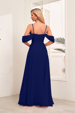 A-line Cold Shoulder Floor-Length Chiffon Bridesmaid Dress