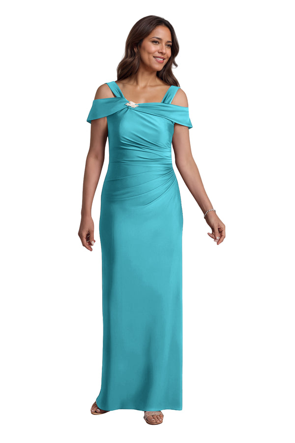 Trumpet/Mermaid Cold Shoulder Square Satin Mother of the Bride Dress