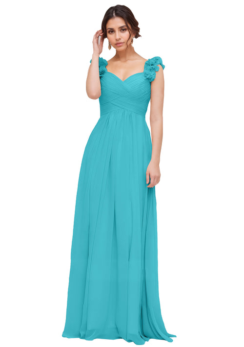 Princess Sweetheart Sleeveless Long Chiffon Bridesmaid Dress