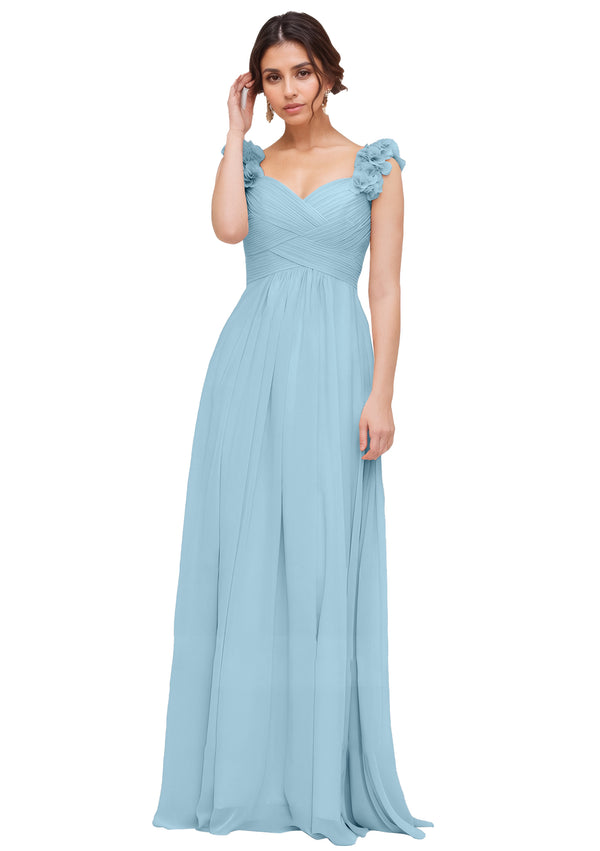 Princess Sweetheart Sleeveless Long Chiffon Bridesmaid Dress