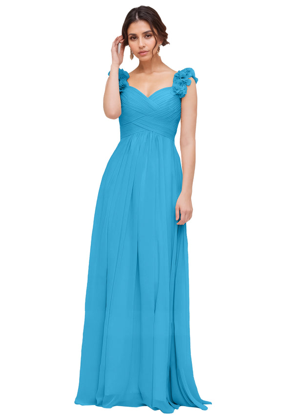 Princess Sweetheart Sleeveless Long Chiffon Bridesmaid Dress