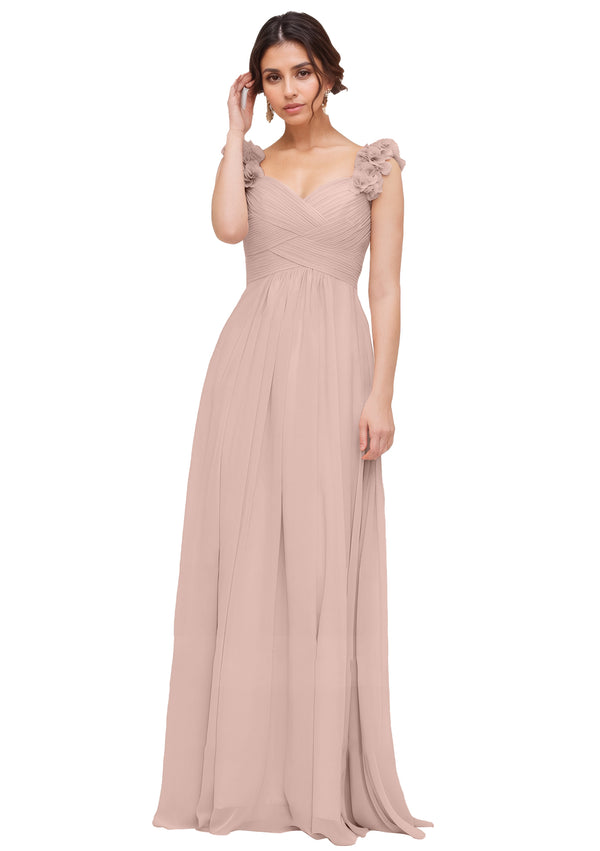Princess Sweetheart Sleeveless Long Chiffon Bridesmaid Dress