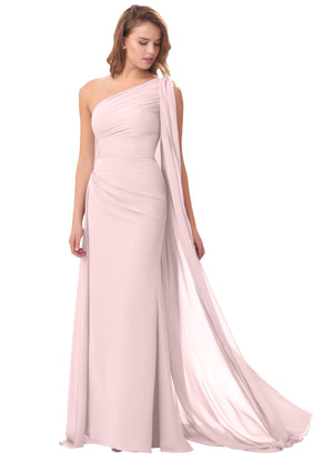 Mermaid One Shoulder Floor-Length Chiffon Mother of the Bride Dress With Pleated Beading