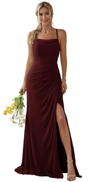 A-line Cowl Floor-Length Chiffon Bridesmaid Dress With RuffleA-line Cowl Floor-Length Chiffon Bridesmaid Dress With Ruffle