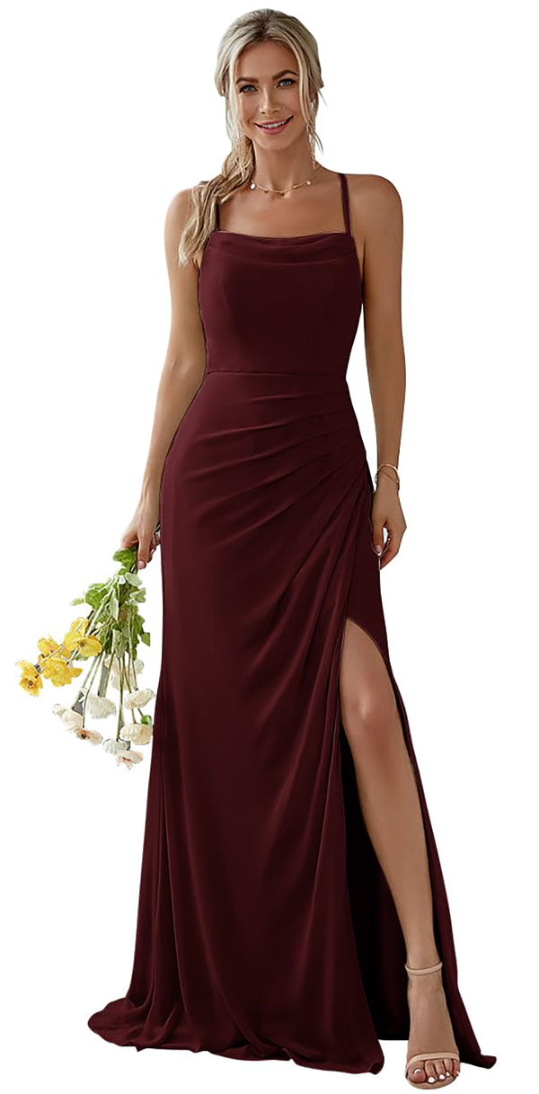 A-line Cowl Floor-Length Chiffon Bridesmaid Dress With RuffleA-line Cowl Floor-Length Chiffon Bridesmaid Dress With Ruffle