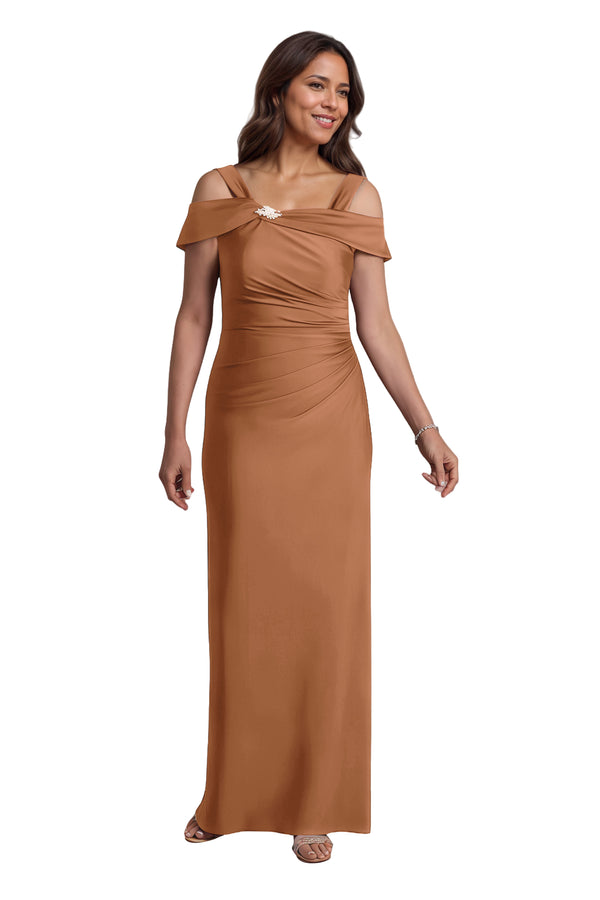 Trumpet/Mermaid Cold Shoulder Square Satin Mother of the Bride Dress