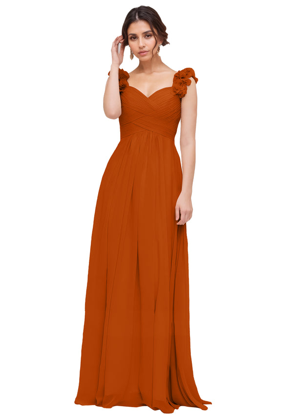 Princess Sweetheart Sleeveless Long Chiffon Bridesmaid Dress