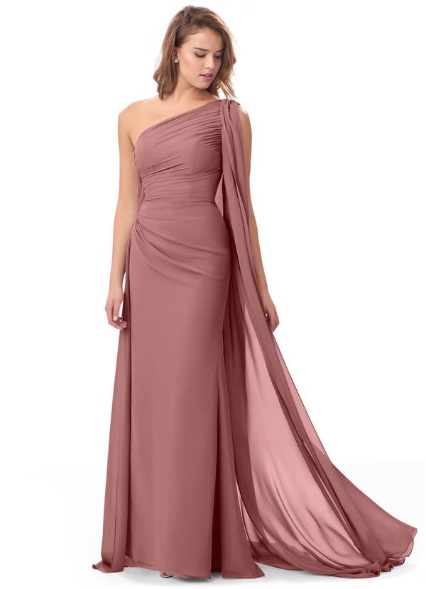 Mermaid One Shoulder Floor-Length Chiffon Mother of the Bride Dress With Pleated Beading
