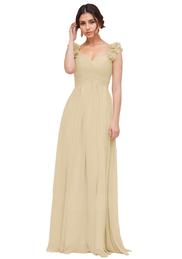 Princess Sweetheart Sleeveless Long Chiffon Bridesmaid Dress