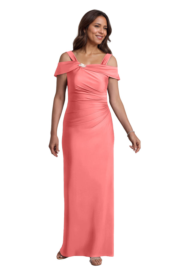 Trumpet/Mermaid Cold Shoulder Square Satin Mother of the Bride Dress