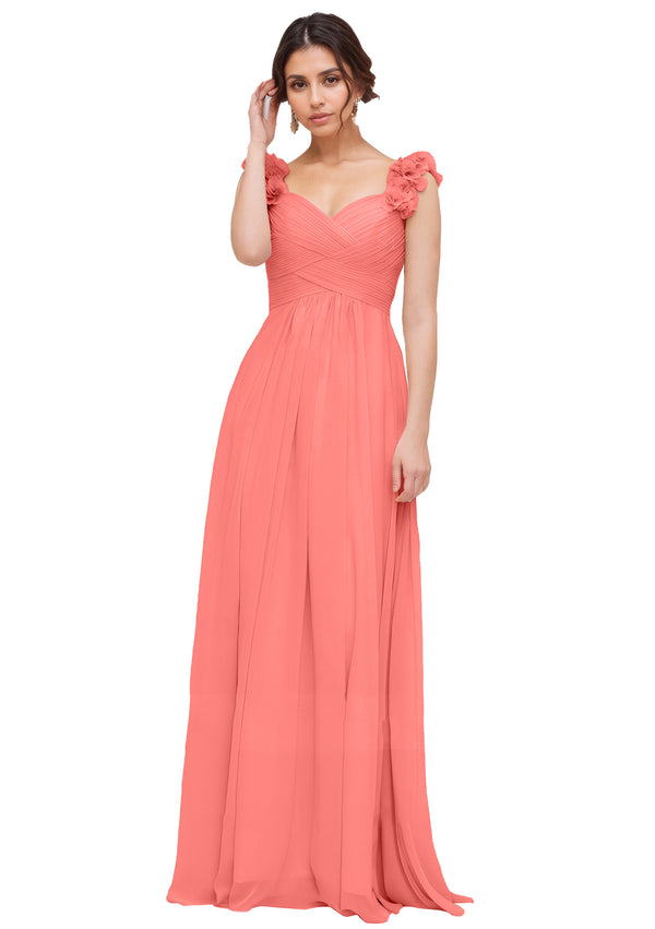 Princess Sweetheart Sleeveless Long Chiffon Bridesmaid Dress