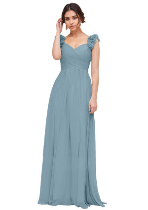 Princess Sweetheart Sleeveless Long Chiffon Bridesmaid Dress