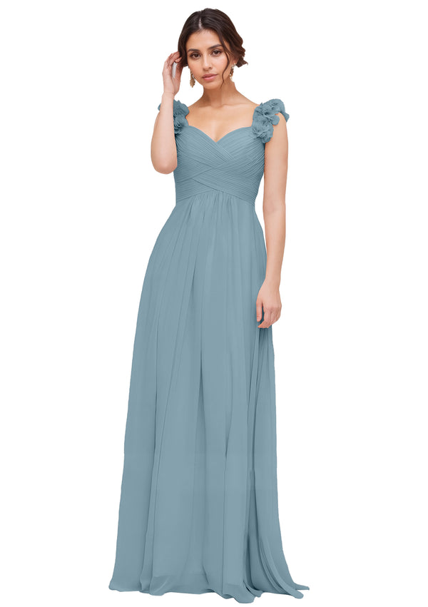 Princess Sweetheart Sleeveless Long Chiffon Bridesmaid Dress