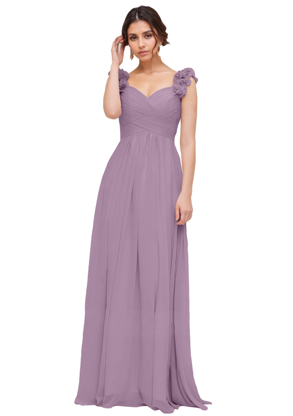 Princess Sweetheart Sleeveless Long Chiffon Bridesmaid Dress