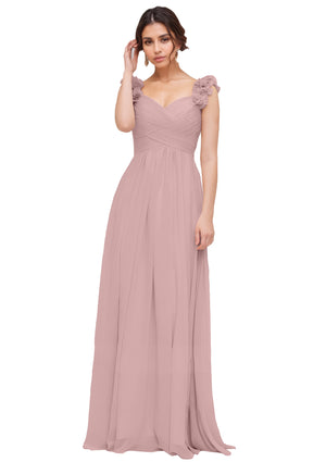 Princess Sweetheart Sleeveless Long Chiffon Bridesmaid Dress