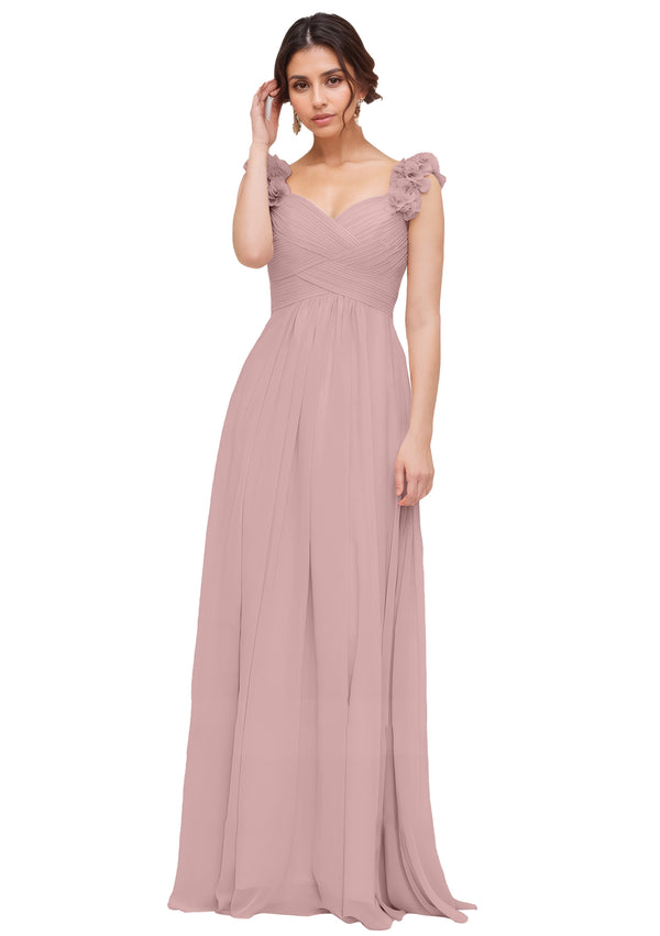 Princess Sweetheart Sleeveless Long Chiffon Bridesmaid Dress