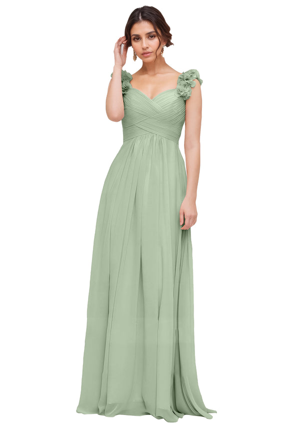 Princess Sweetheart Sleeveless Long Chiffon Bridesmaid Dress