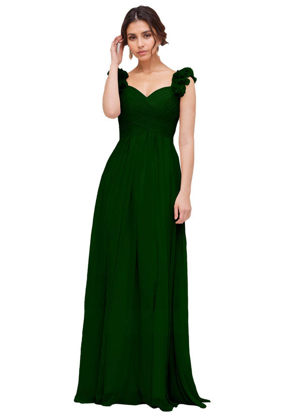 Princess Sweetheart Sleeveless Long Chiffon Bridesmaid Dress