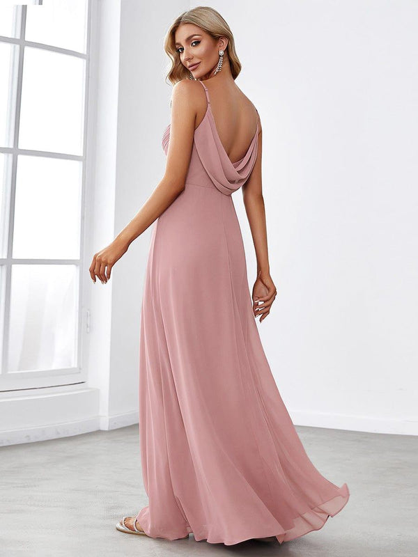 Criss-Cross V-Neck Chiffon Backless A-Line Bridesmaid Dress