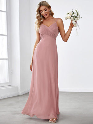 Criss-Cross V-Neck Chiffon Backless A-Line Bridesmaid Dress