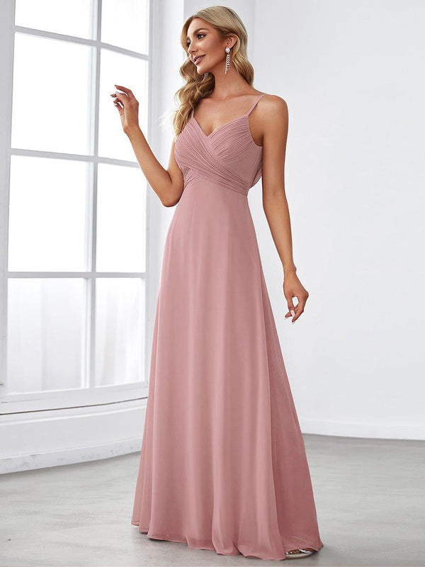 Criss-Cross V-Neck Chiffon Backless A-Line Bridesmaid Dress