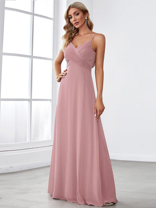 Criss-Cross V-Neck Chiffon Backless A-Line Bridesmaid Dress
