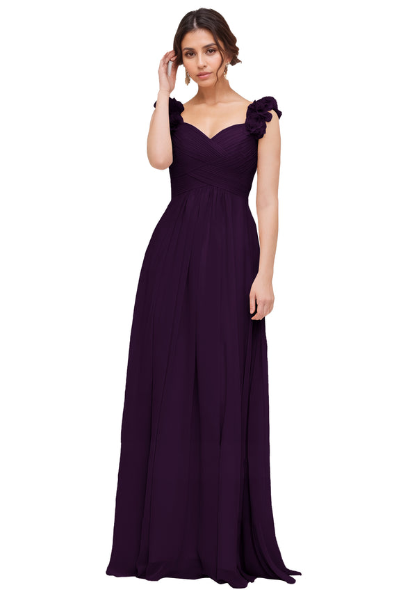 Princess Sweetheart Sleeveless Long Chiffon Bridesmaid Dress