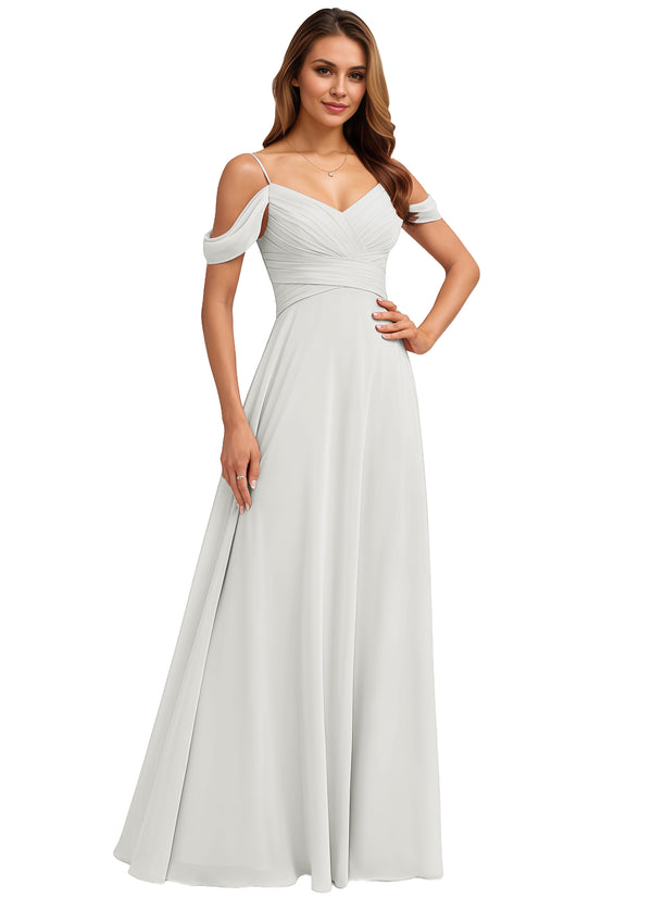 A-line Cold Shoulder Floor-Length Chiffon Bridesmaid Dress