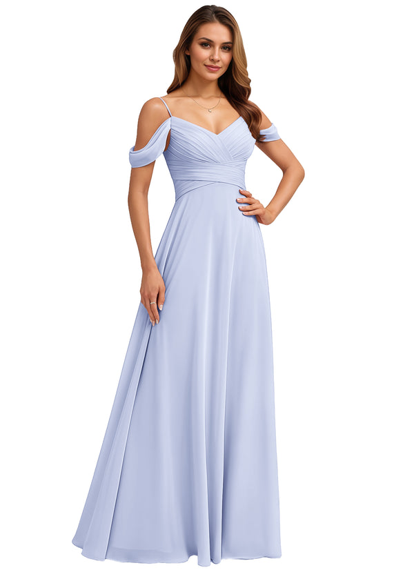 A-line Cold Shoulder Floor-Length Chiffon Bridesmaid Dress