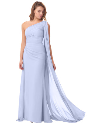 Mermaid One Shoulder Floor-Length Chiffon Mother of the Bride Dress With Pleated Beading