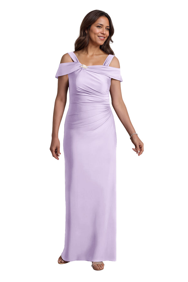 Trumpet/Mermaid Cold Shoulder Square Satin Mother of the Bride Dress