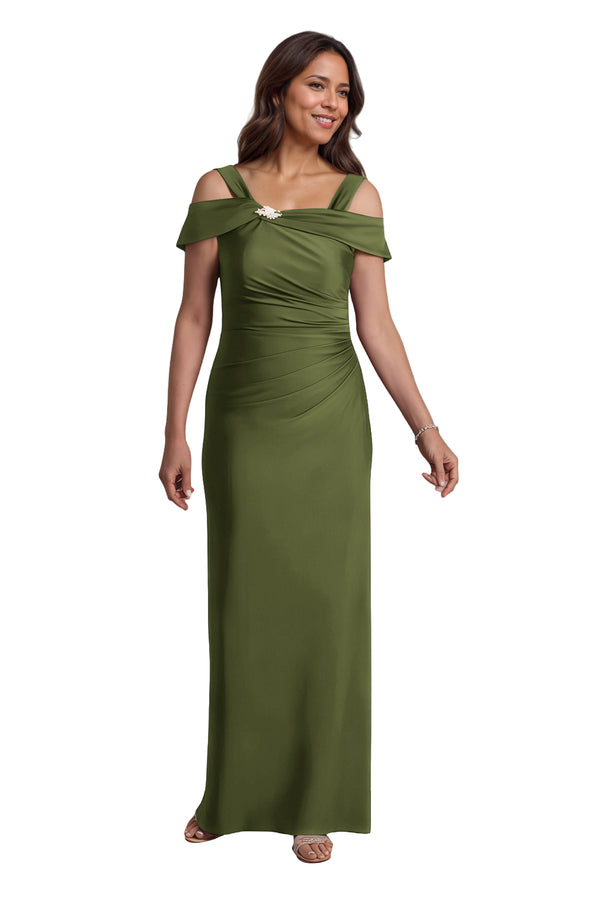 Trumpet/Mermaid Cold Shoulder Square Satin Mother of the Bride Dress