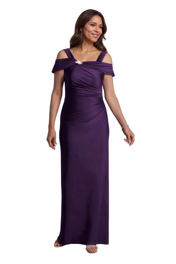Trumpet/Mermaid Cold Shoulder Square Satin Mother of the Bride Dress